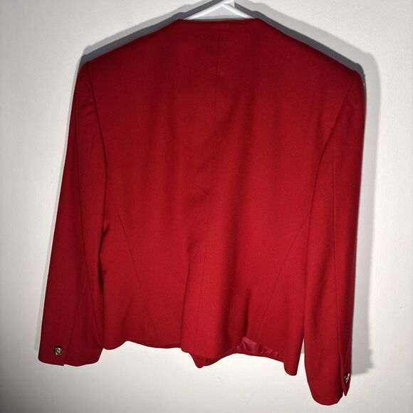 VTG 80's Talbots Womens 100% Wool Red Jacket Blazer Golden Buttons Hong Kong Sz8 - Picture 11 of 14